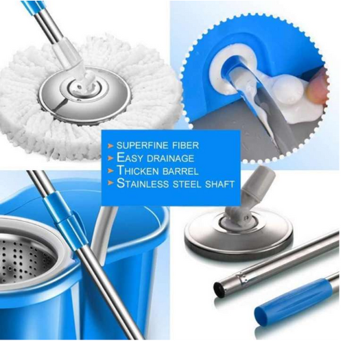 360 Rotating Cleaning Mop Interchangeable Mop Floor Compact Twisted Mop Accessories Household Mop Tool (Big Size)random color