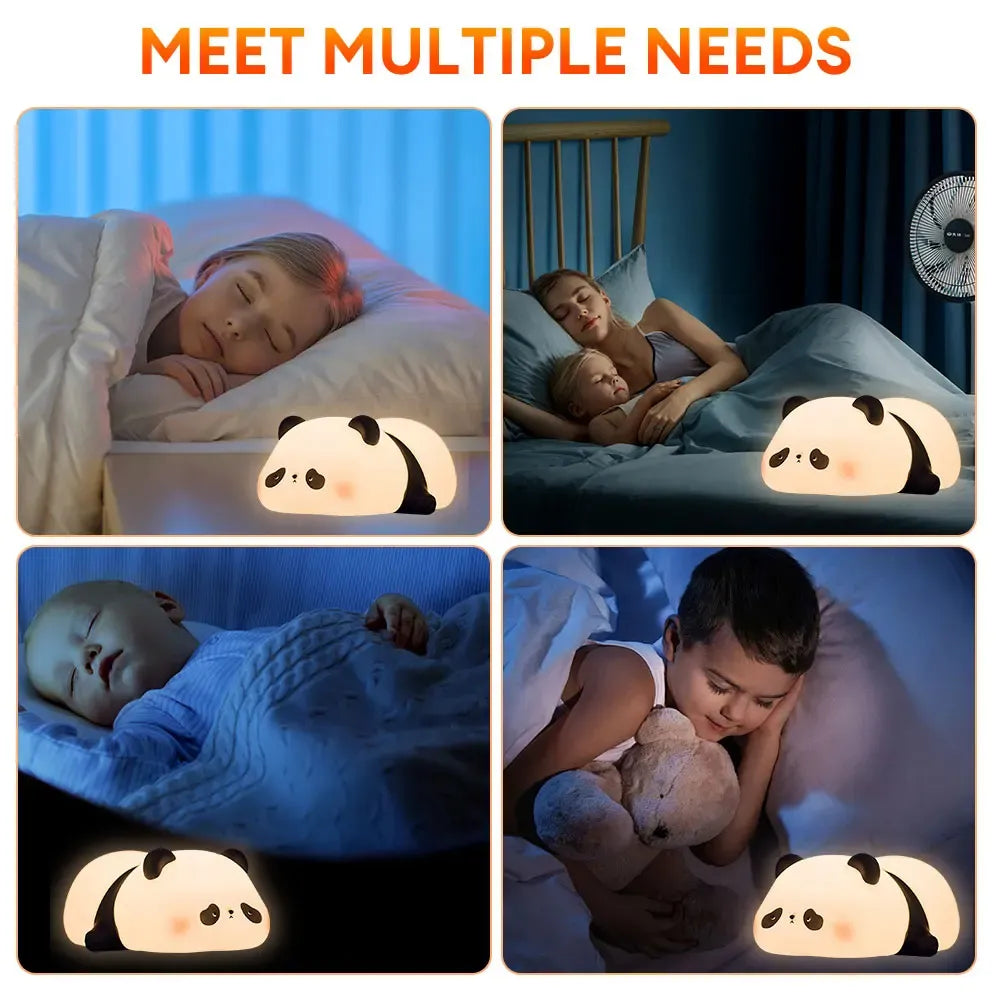 Rechargeable Panda Night Lamp – Cute Soft Silicone Panda Light for Bedroom, Kids Room & Home Decoration