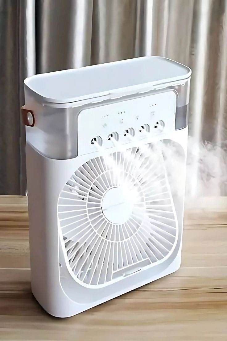 Multi-Function Portable Desktop Air Cooler Fan – High-Velocity Cooling with LED Lighting, Adjustable Speed, and Built-in Humidifier Mist